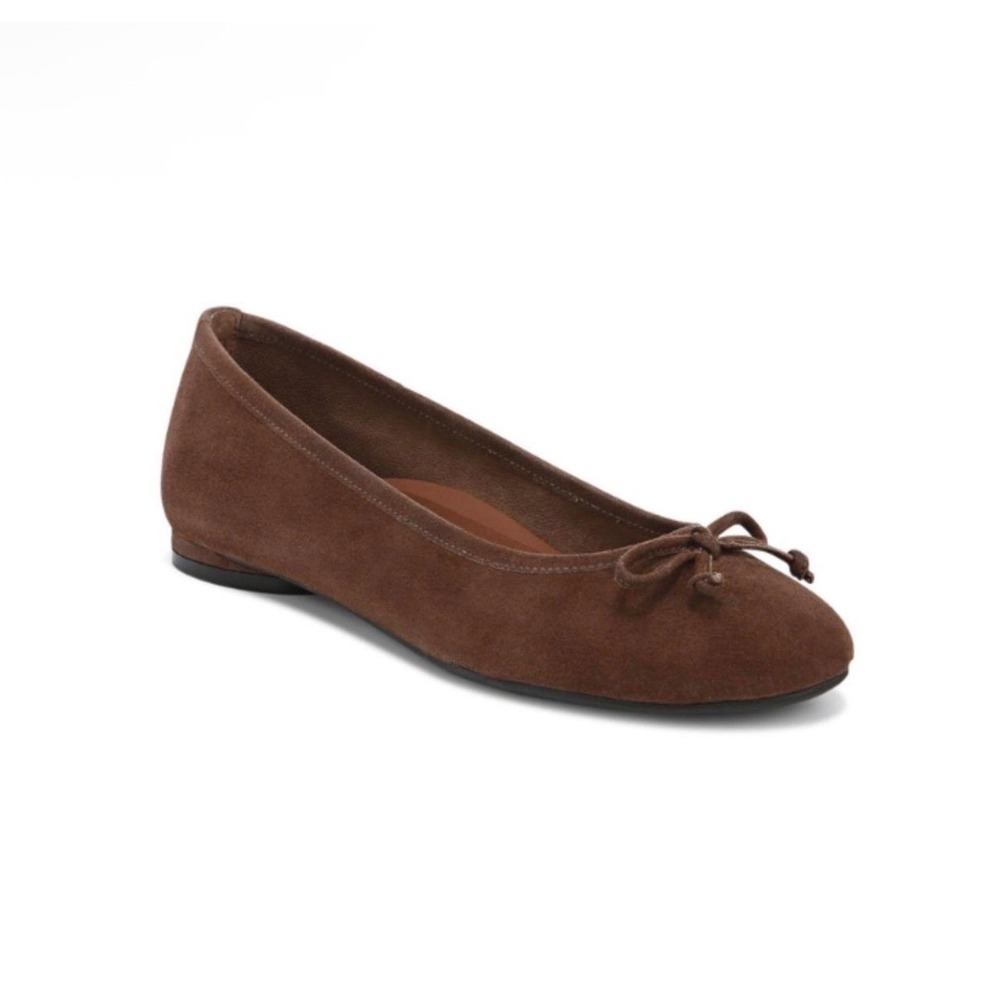 Vionic Callisto Brown Suede Ballet Flats Bow Women 8.5 US 39 EU Arch Support